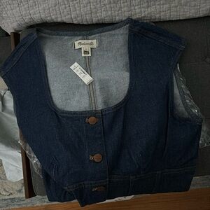 Denim Square-Neck Midi Dress in Benton Wash